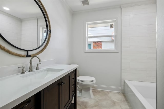 3313 Clifford Dr, Metairie, LA 70002 - bathroom featuring vanity, toilet, crown molding, and baseboards