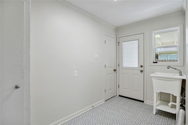 3313 Clifford Dr, Metairie, LA 70002 - entryway with crown molding, light flooring, and baseboards