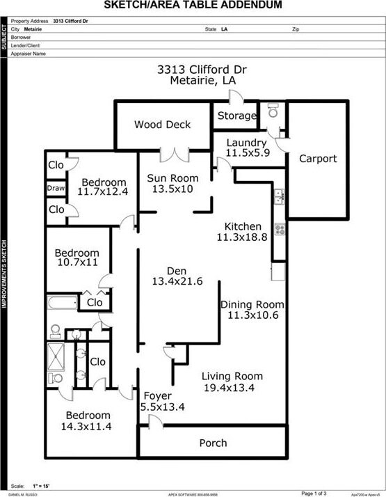 3313 Clifford Dr, Metairie, LA 70002 - floor plan / room layout