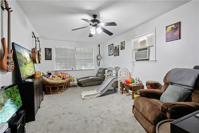 2529 Hudson Pl, New Orleans, LA 70131 - carpeted living area with cooling unit and ceiling fan