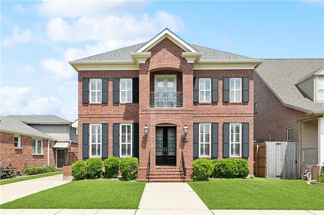 6919 Memphis St, New Orleans, LA 70124 - colonial house featuring brick siding, a balcony, and roof with shingles