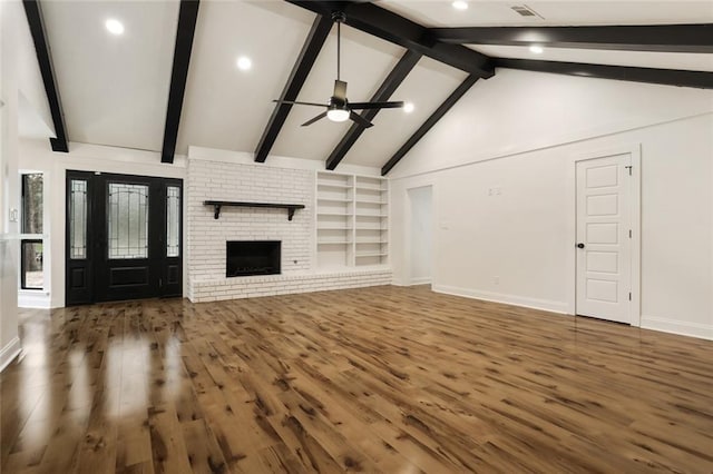25 Woodvine Ct, Covington, LA 70433 - unfurnished living room with a ceiling fan, baseboards, wood finished floors, and recessed lighting