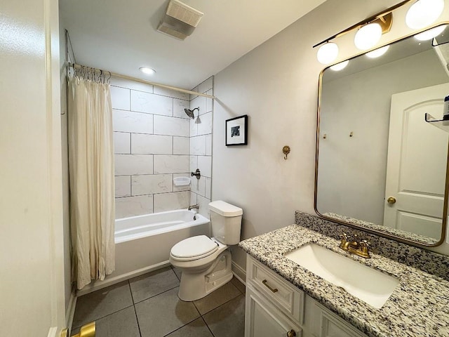 3609 Green Acres Rd, Metairie, LA 70003 - full bath with tile patterned flooring, toilet, shower / tub combo with curtain, vanity, and baseboards