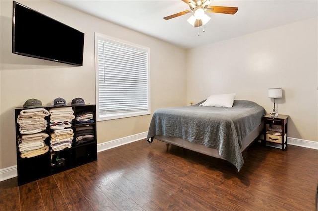 2717 Collette Dr, Marrero, LA 70072 - bedroom with baseboards, wood finished floors, and ceiling fan