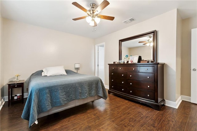 2717 Collette Dr, Marrero, LA 70072 - bedroom with dark wood finished floors, baseboards, and a ceiling fan
