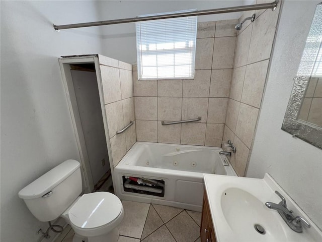 233436 N Miro St, New Orleans, LA 70117 - full bathroom with toilet, tile patterned floors, vanity, and a combined bath / shower with jetted tub