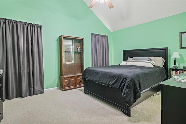 70408 7th St, Covington, LA 70433 - bedroom with carpet floors, a ceiling fan, baseboards, and high vaulted ceiling