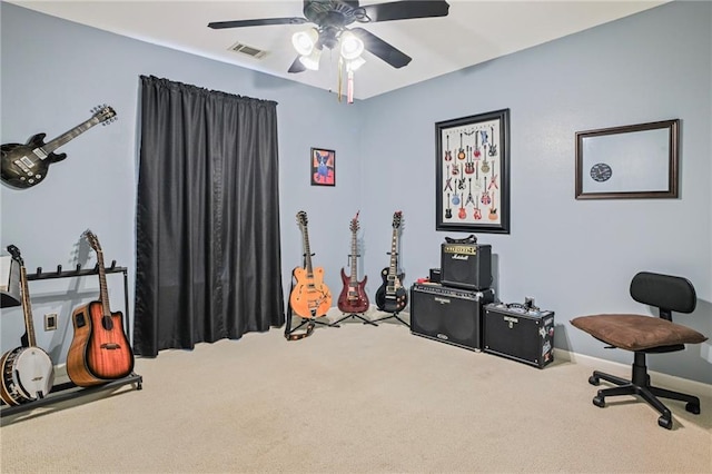 70408 7th St, Covington, LA 70433 - misc room with carpet flooring, a ceiling fan, and baseboards