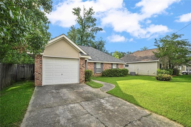 70408 7th St, Covington, LA 70433 - single story home featuring driveway, brick siding, central AC unit, and an attached garage