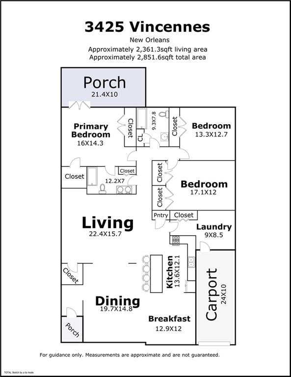 3425 Vincennes Pl, New Orleans, LA 70125 - home floor plan