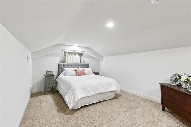 6951 Memphis St, New Orleans, LA 70124 - carpeted bedroom with baseboards, vaulted ceiling, and recessed lighting