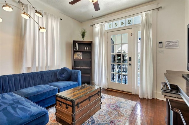 2409-11 St Ann St, New Orleans, LA 70119 - living room with ceiling fan and hardwood / wood-style floors