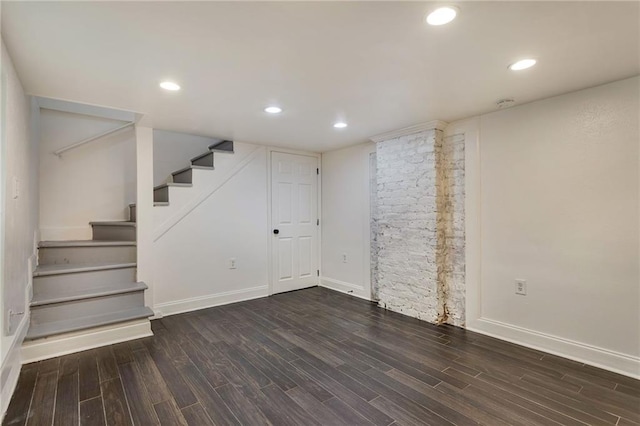 2409-11 St Ann St, New Orleans, LA 70119 - finished basement featuring wood finished floors, stairs, recessed lighting, and baseboards