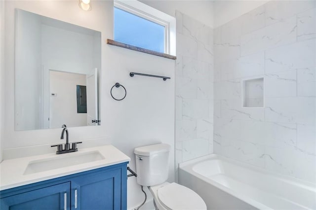 330103 S Saratoga St, New Orleans, LA 70115 - full bathroom featuring toilet, vanity, shower / bath combination, and electric panel