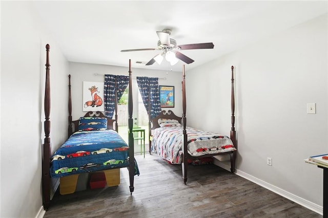 265 Cindy Lou Pl, Mandeville, LA 70448 - bedroom featuring wood finished floors, baseboards, and ceiling fan