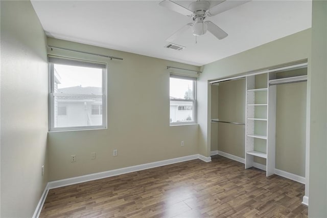 711921 Marshal Foch St, New Orleans, LA 70124 - unfurnished bedroom with wood finished floors, a closet, baseboards, and a ceiling fan