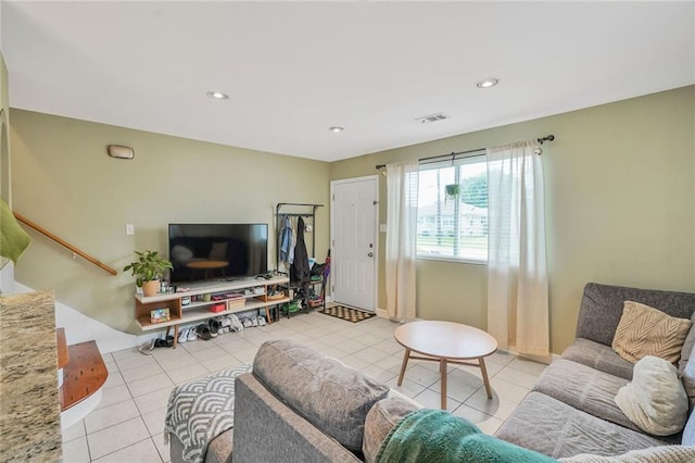 711921 Marshal Foch St, New Orleans, LA 70124 - tiled living room featuring recessed lighting and stairway