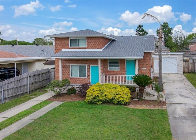 711921 Marshal Foch St, New Orleans, LA 70124 - view of front of property featuring brick siding, roof with shingles, a garage, and covered porch