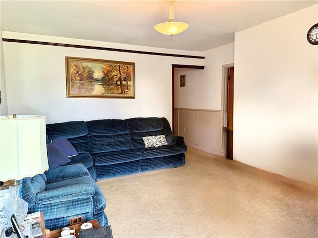 3754 Roman St, Metairie, LA 70001 - living area featuring carpet and a wainscoted wall