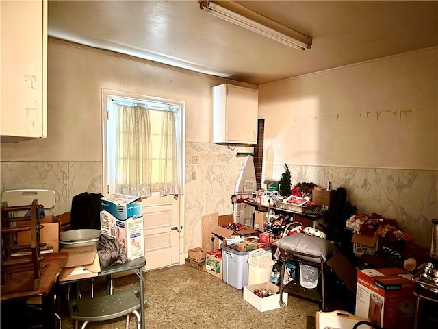 3754 Roman St, Metairie, LA 70001 - miscellaneous room with wainscoting, tile walls, and ornamental molding