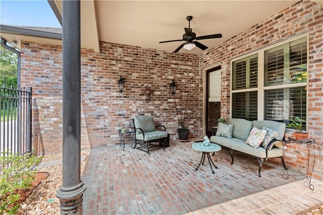 789 Rue St Germain St, Covington, LA 70433 - view of patio / terrace featuring an outdoor living space and ceiling fan