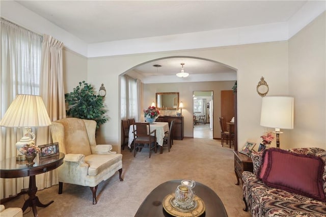 11 Gelbke Dr, Gretna, LA 70053 - carpeted living room featuring arched walkways