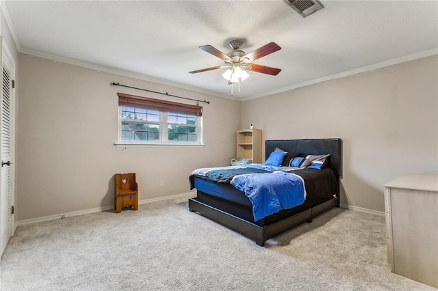 4525 Beau Lac Ln, Metairie, LA 70002 - carpeted bedroom featuring crown molding and a ceiling fan