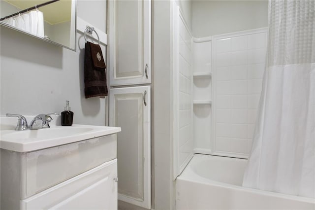232830 Frenchmen St, New Orleans, LA 70119 - bathroom with vanity and shower / bathtub combination with curtain