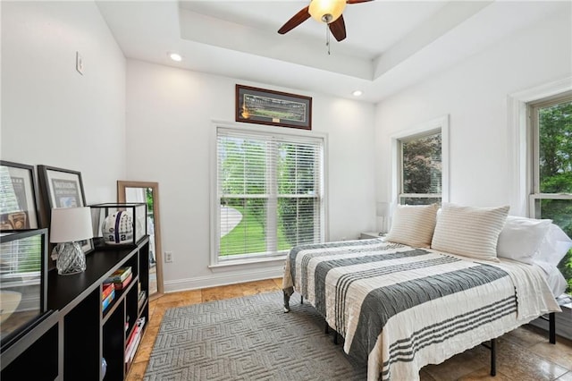 47261 Eldridge Magee Rd, Franklinton, LA 70438 - bedroom featuring recessed lighting, ceiling fan, baseboards, and a raised ceiling