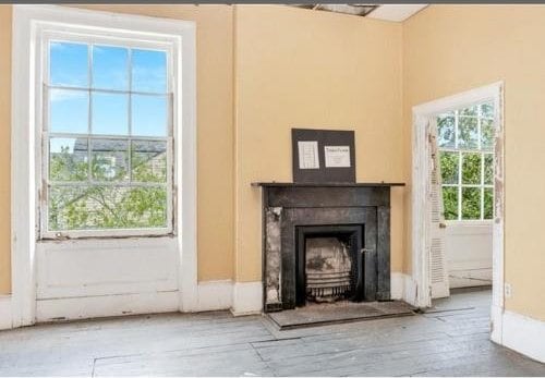 908-10 Esplanade Ave, New Orleans, LA 70116 - unfurnished living room with a fireplace and wood finished floors