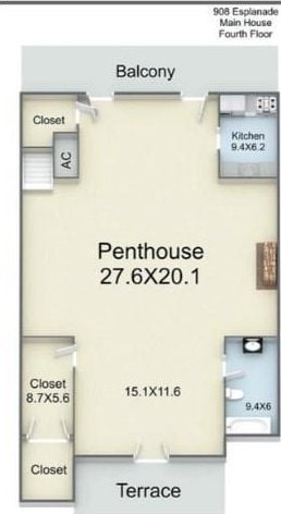 908-10 Esplanade Ave, New Orleans, LA 70116 - floor plan / room layout