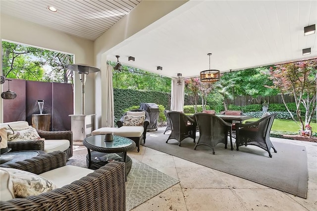 109 Northline St, Metairie, LA 70005 - fenced backyard featuring outdoor dining area, an outdoor living space, and a patio