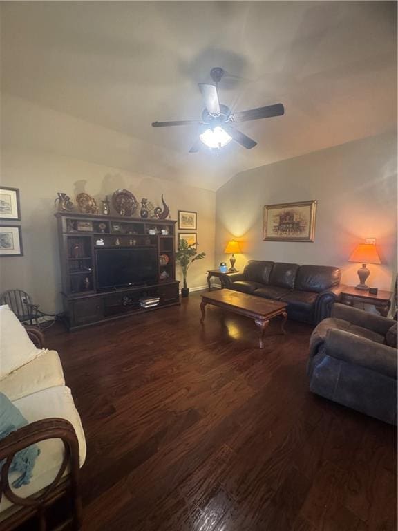 11018 Regency Ave, Hammond, LA 70403 - living area featuring wood finished floors, a ceiling fan, and lofted ceiling