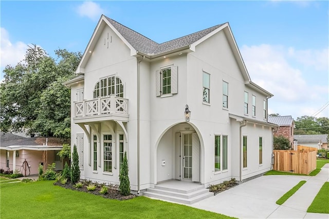 1001 Helios Ave, Metairie, LA 70005 - view of front of property with a balcony, stucco siding, and driveway