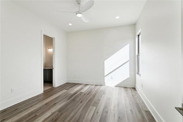 1001 Helios Ave, Metairie, LA 70005 - unfurnished room featuring a ceiling fan, wood finished floors, recessed lighting, and baseboards