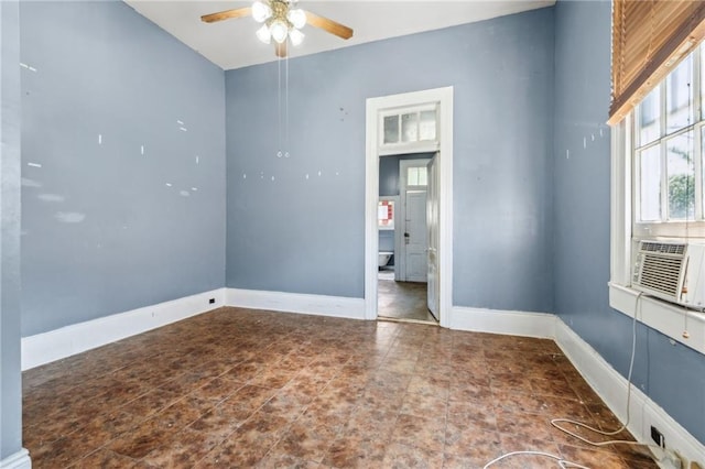 1432-1434 Ursulines Ave, New Orleans, LA 70116 - unfurnished room featuring ceiling fan, baseboards, and cooling unit