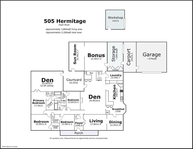 505 Hermitage Ct, Pearl River, LA 70452 - room layout