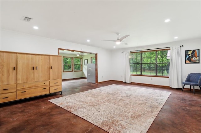 505 Hermitage Ct, Pearl River, LA 70452 - living area featuring finished concrete floors, a ceiling fan, recessed lighting, and baseboards