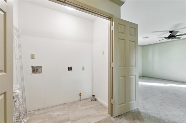 232 Janet Lynn Ct, Theriot, LA 70397 - washroom with hookup for a washing machine and a ceiling fan