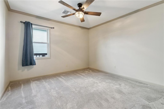 232 Janet Lynn Ct, Theriot, LA 70397 - empty room with carpet, a ceiling fan, ornamental molding, and baseboards