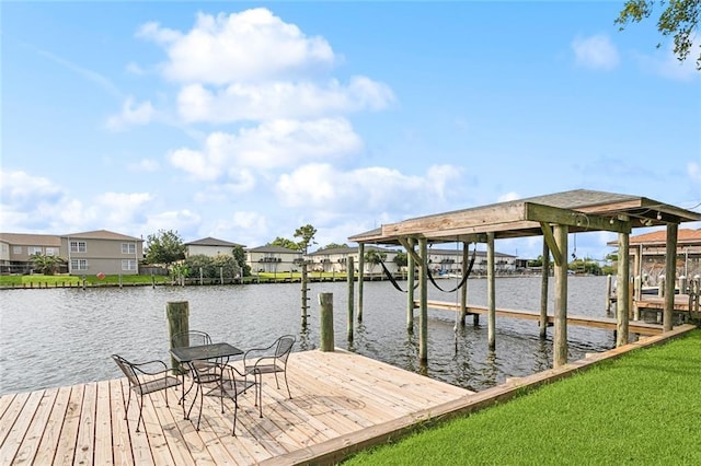 352 Moonraker Dr, Slidell, LA 70461 - dock area with a water view, boat lift, and a residential view