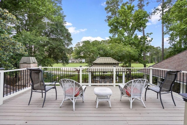553 Beau Chene Dr, Mandeville, LA 70471 - wooden terrace with a gazebo