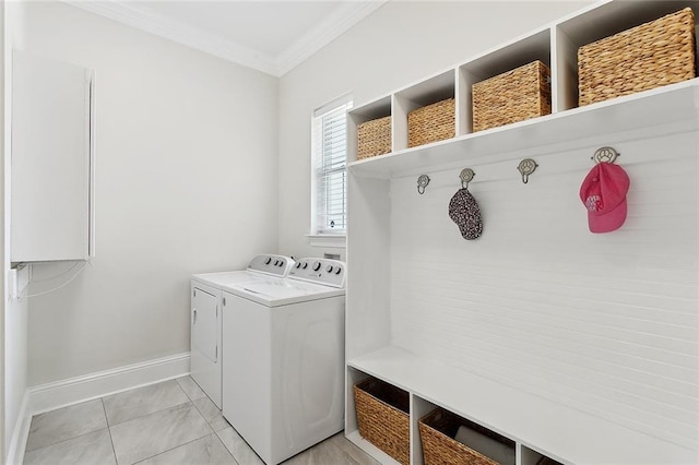 47075 Weald Way, Hammond, LA 70401 - washroom with washing machine and dryer, ornamental molding, and baseboards