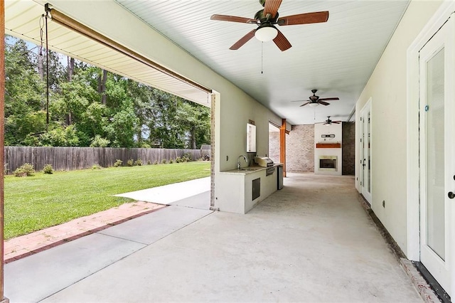 47075 Weald Way, Hammond, LA 70401 - view of patio with a ceiling fan and a sink