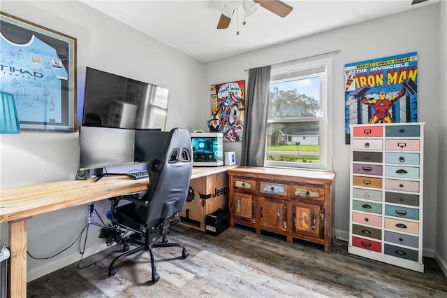326 Barton Ave, Luling, LA 70070 - office with wood finished floors, ceiling fan, and baseboards