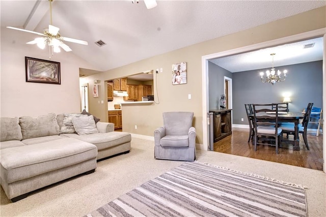 21360 Stire St, Abita Springs, LA 70420 - carpeted living area featuring ceiling fan, a chandelier, and baseboards