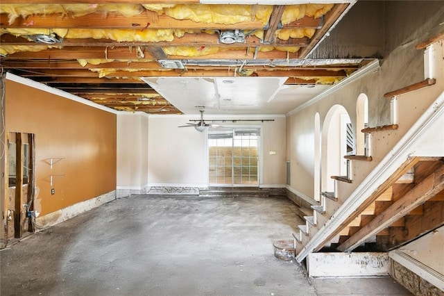 6916 Lake Willow Dr, New Orleans, LA 70126 - garage with ceiling fan and a garage door opener