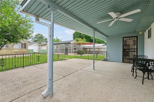 4912 Ithaca St, Metairie, LA 70006 - view of patio / terrace featuring ceiling fan and a sunroom