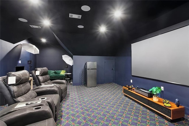 1600 Heatherwood Dr, Harvey, LA 70058 - cinema room featuring carpet and vaulted ceiling