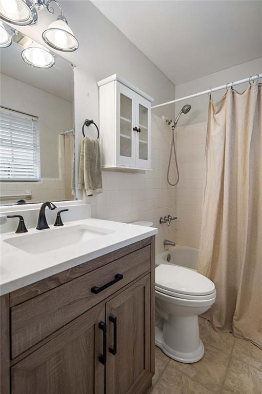 110 Willow Dr, Covington, LA 70433 - full bath with vanity, toilet, shower / bath combo, and tile patterned floors
